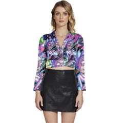 Rick And Morty Time Travel Ultra Long Sleeve Tie Back Satin Wrap Top by Salman4z