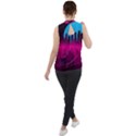 Futuristic Cityscape Mock Neck Chiffon Sleeveless Top View2