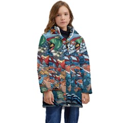 80 s Cartoons Cartoon Masters Of The Universe Kid s Hooded Longline Puffer Jacket by Salman4z