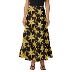 Shiny Glitter Stars Tiered Ruffle Maxi Skirt by Salman4z