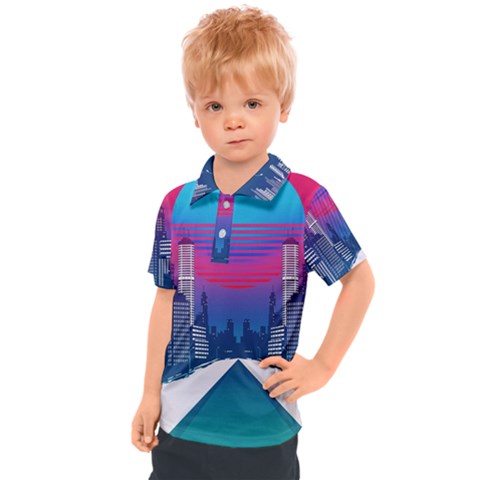 Retro Cityscape Artist Artwork Digital Art Kids  Polo Tee by Salman4z