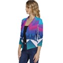 Retro Cityscape Artist Artwork Digital Art Women s Casual 3/4 Sleeve Spring Jacket View2