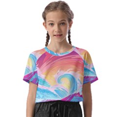 Waves Ocean Sea Tsunami Nautical 9 Kids  Basic Tee