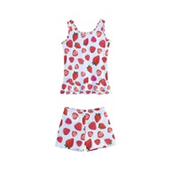 Watercolor Strawberry Kids  Boyleg Swimsuit by SychEva