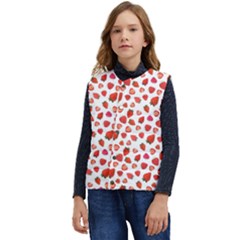 Watercolor Strawberry Kid s Short Button Up Puffer Vest	 by SychEva