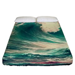 Storm Tsunami Waves Ocean Sea Nautical Nature 2 Fitted Sheet (king Size)