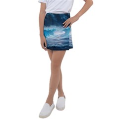 Thunderstorm Storm Tsunami Waves Ocean Sea Kids  Tennis Skirt by Jancukart