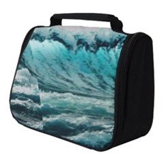 Tsunami Waves Ocean Sea Nautical Nature Water Blue Black Full Print Travel Pouch (small) by Jancukart