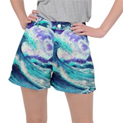 Tsunami Waves Ocean Sea Nautical Nature Water Women s Ripstop Shorts by Jancukart