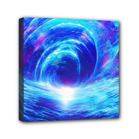 Tsunami Waves Ocean Sea Nautical Nature Water Art Work Mini Canvas 6  X 6  (stretched)