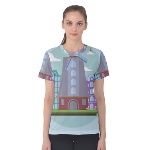 Amsterdam Landmark Landscape Women s Cotton Tee by Sudheng