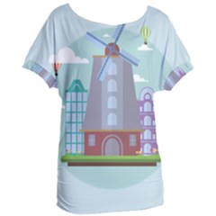 Amsterdam Landmark Landscape Women s Oversized Tee by Sudheng