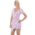 Pink Zebra Vibes Animal Print  Short Sleeve Asymmetric Mini Dress View1