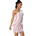 Pink Zebra Vibes Animal Print  Long Sleeve One Shoulder Mini Dress View3