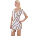 Brown Zebra Vibes Animal Print  Short Sleeve Asymmetric Mini Dress View1