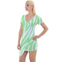 Green Zebra Vibes Animal Print  Short Sleeve Asymmetric Mini Dress View1