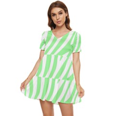 Green Zebra Vibes Animal Print  Tiered Short Sleeve Babydoll Dress by ConteMonfrey