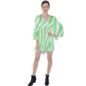 Green Zebra Vibes Animal Print  V-Neck Flare Sleeve Mini Dress View1