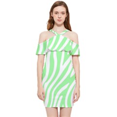 Green Zebra Vibes Animal Print  Shoulder Frill Bodycon Summer Dress by ConteMonfrey