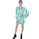 Blue Zebra Vibes Animal Print   V-Neck Flare Sleeve Mini Dress View1