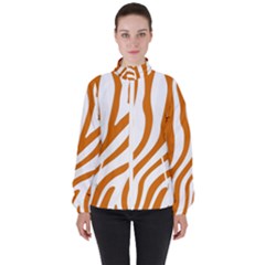 Orange Zebra Vibes Animal Print   Women s High Neck Windbreaker by ConteMonfrey