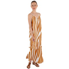 Orange Zebra Vibes Animal Print   Cami Maxi Ruffle Chiffon Dress by ConteMonfrey