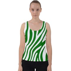 Dark Green Zebra Vibes Animal Print Velvet Tank Top by ConteMonfrey