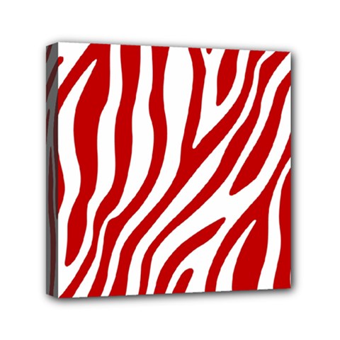 Red Zebra Vibes Animal Print  Mini Canvas 6  X 6  (stretched) by ConteMonfrey