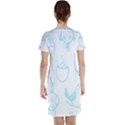 Birds Seamless Pattern Blue Short Sleeve Nightdress View2