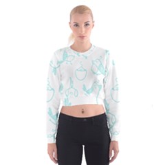 Birds Seamless Pattern Blue Cropped Sweatshirt by ConteMonfrey