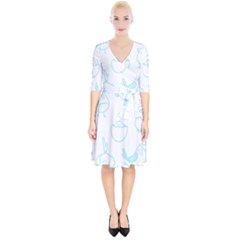 Birds Seamless Pattern Blue Wrap Up Cocktail Dress by ConteMonfrey