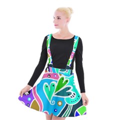 Crazy Pop Art - Doodle Hearts   Suspender Skater Skirt by ConteMonfrey