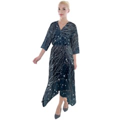 Snow Christmas Starry Night Quarter Sleeve Wrap Front Maxi Dress by Simbadda