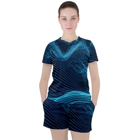 Technology Computer Background Women s Tee And Shorts Set by Simbadda