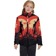 Demon Halloween Kids  Puffer Bubble Jacket Coat by Simbadda