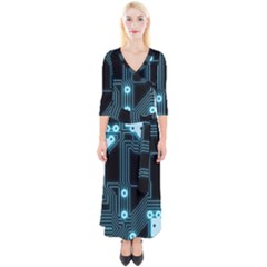 A Completely Seamless Background Design Circuitry Quarter Sleeve Wrap Maxi Dress by Amaryn4rt