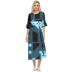 A Completely Seamless Background Design Circuitry Double Cuff Midi Dress by Amaryn4rt