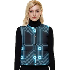 A Completely Seamless Background Design Circuitry Women s Short Button Up Puffer Vest by Amaryn4rt