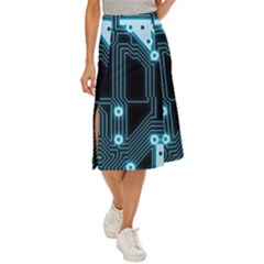 A Completely Seamless Background Design Circuitry Midi Panel Skirt by Amaryn4rt