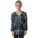 Printed Circuit Board Circuits Kids  V Neck Casual Top View1