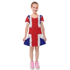 Union Jack Flag National Country Kids  Short Sleeve Velvet Dress by Celenk