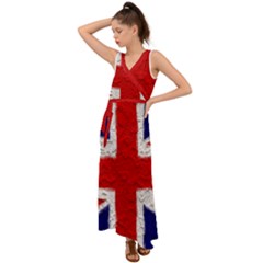 Union Jack Flag National Country V-neck Chiffon Maxi Dress by Celenk