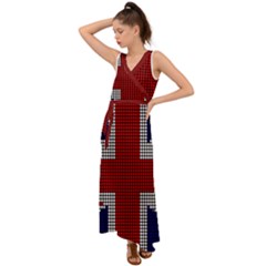 Union Jack Flag British Flag V-neck Chiffon Maxi Dress by Celenk