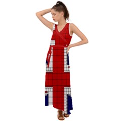 Union Jack Flag Uk Patriotic V-neck Chiffon Maxi Dress by Celenk