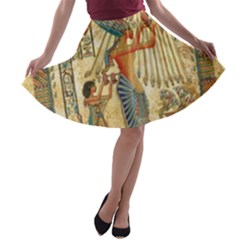 Egyptian Man Sun God Ra Amun A-line Skater Skirt by Celenk