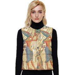 Egyptian Man Sun God Ra Amun Women s Short Button Up Puffer Vest by Celenk