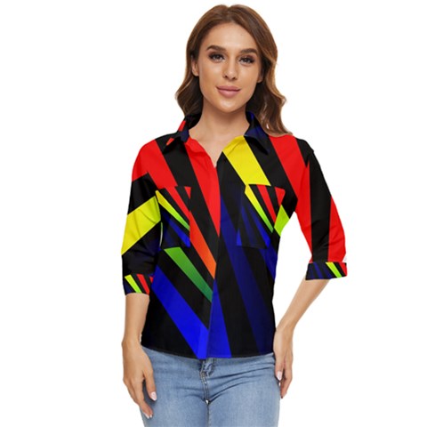 Graphic Design Computer Graphics Women s Quarter Sleeve Pocket Shirt by Celenk