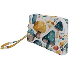 Mushroom Forest Fantasy Flower Nature Wristlet Pouch Bag (small) by Uceng