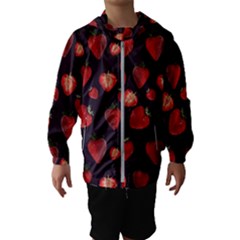 Watercolor Strawberry Kids  Hooded Windbreaker by SychEva