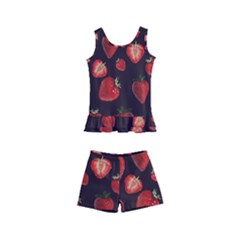 Watercolor Strawberry Kids  Boyleg Swimsuit by SychEva